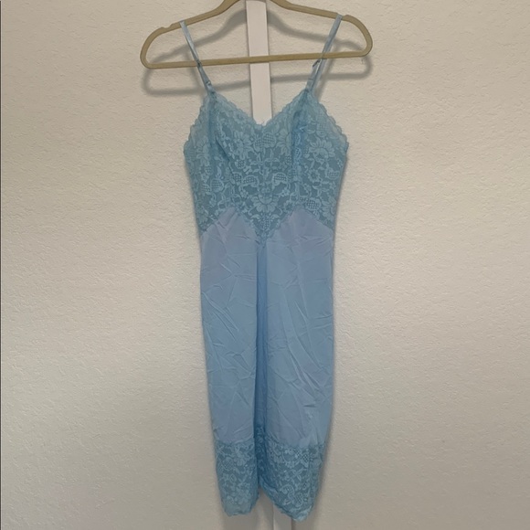 Vintage Vanity Fair Blue Lace Trim Slip Dress - Picture 4 of 10